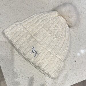 PINK VICTORIA’S SECRET Cream Knit Hat with Pom Pom
